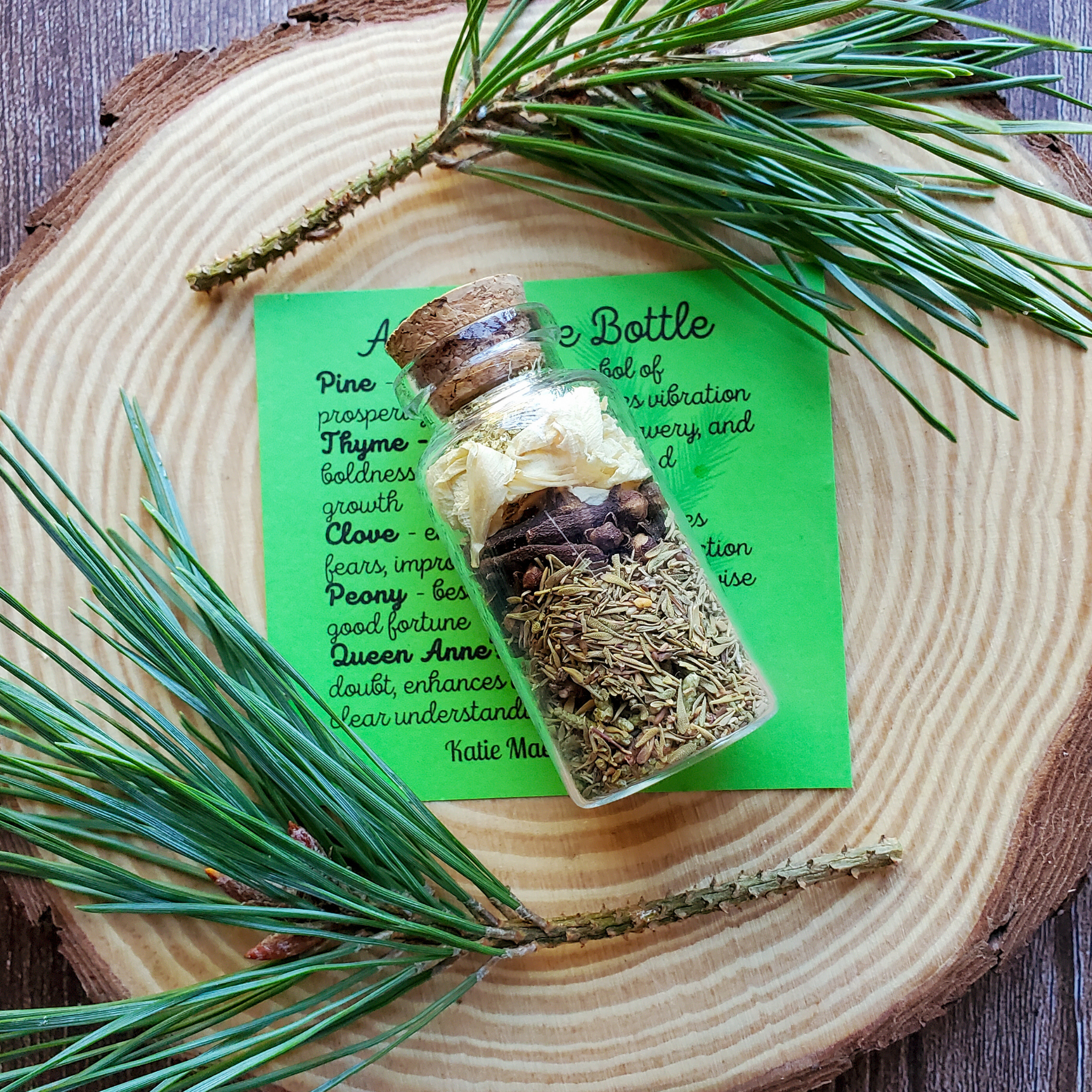 Abundance Spell Bottle, Intention Setting Herbs for Prosperity and Sucess
