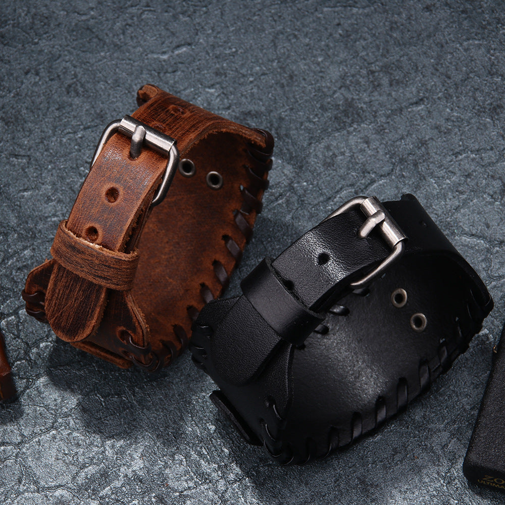 Men's Classic Retro Five-pointed Star Leather Fashion Trendy Bracelet