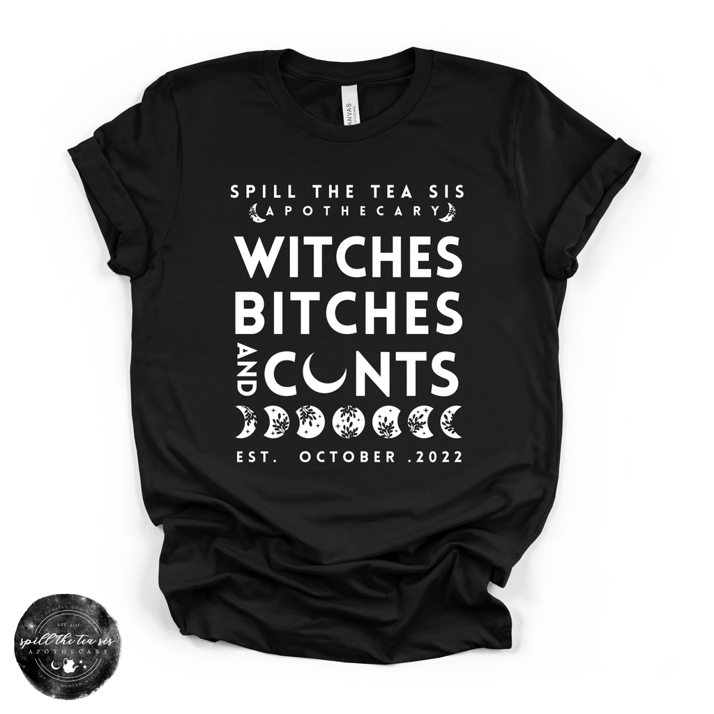 Witches, Btches & Cnts Tee ( WHITE DESIGN) | Bold Witchy Statement Graphic T-Shirt