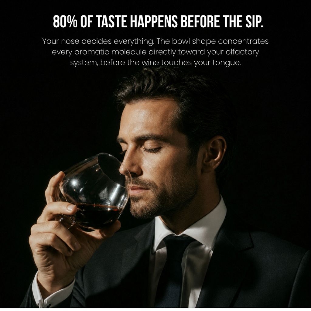 Kami Rotating Crystal Wine Glass & Wooden Coaster