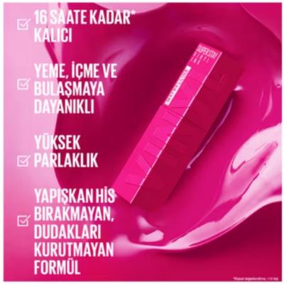 Maybelline Super Stay Vinyl Ink Lipstick: Sultry 160 - Long Lasting, High Shine, Non-Transfer, Glossy Liquid Color