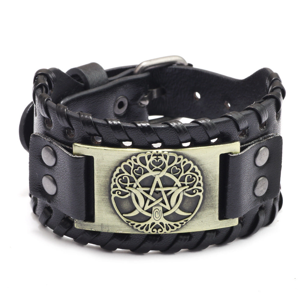Men's Classic Retro Five-pointed Star Leather Fashion Trendy Bracelet
