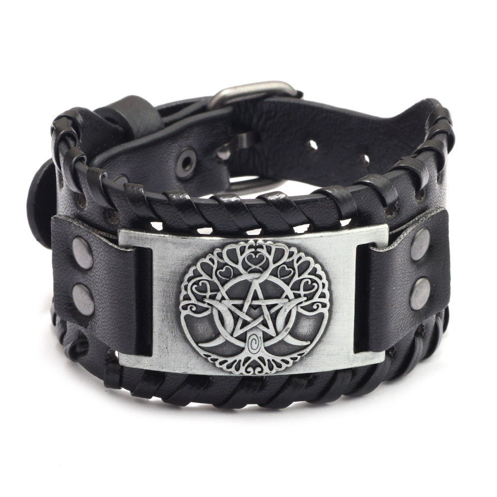 Men's Classic Retro Five-pointed Star Leather Fashion Trendy Bracelet