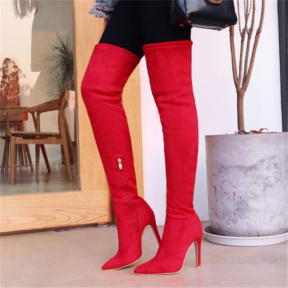 Suede Over-the-knee Stretchy Thigh-high Womens Boots