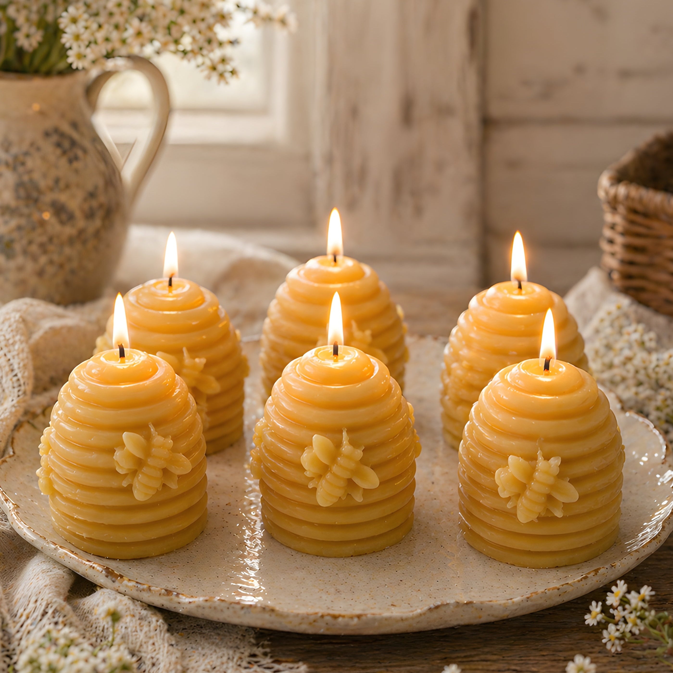 Beehive Skep Votive Beeswax Candles