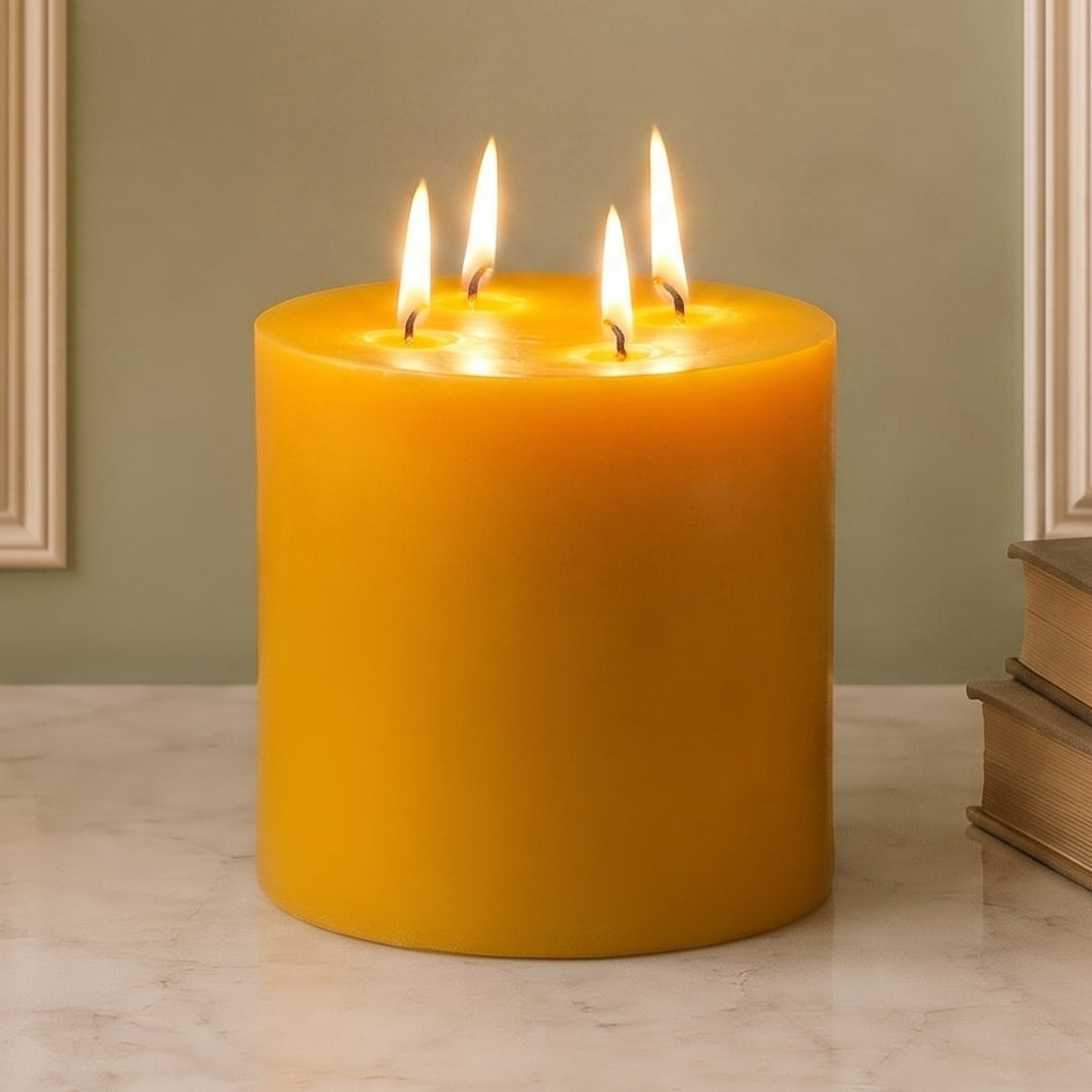 6x6" Yellow Beeswax Pillar Candle