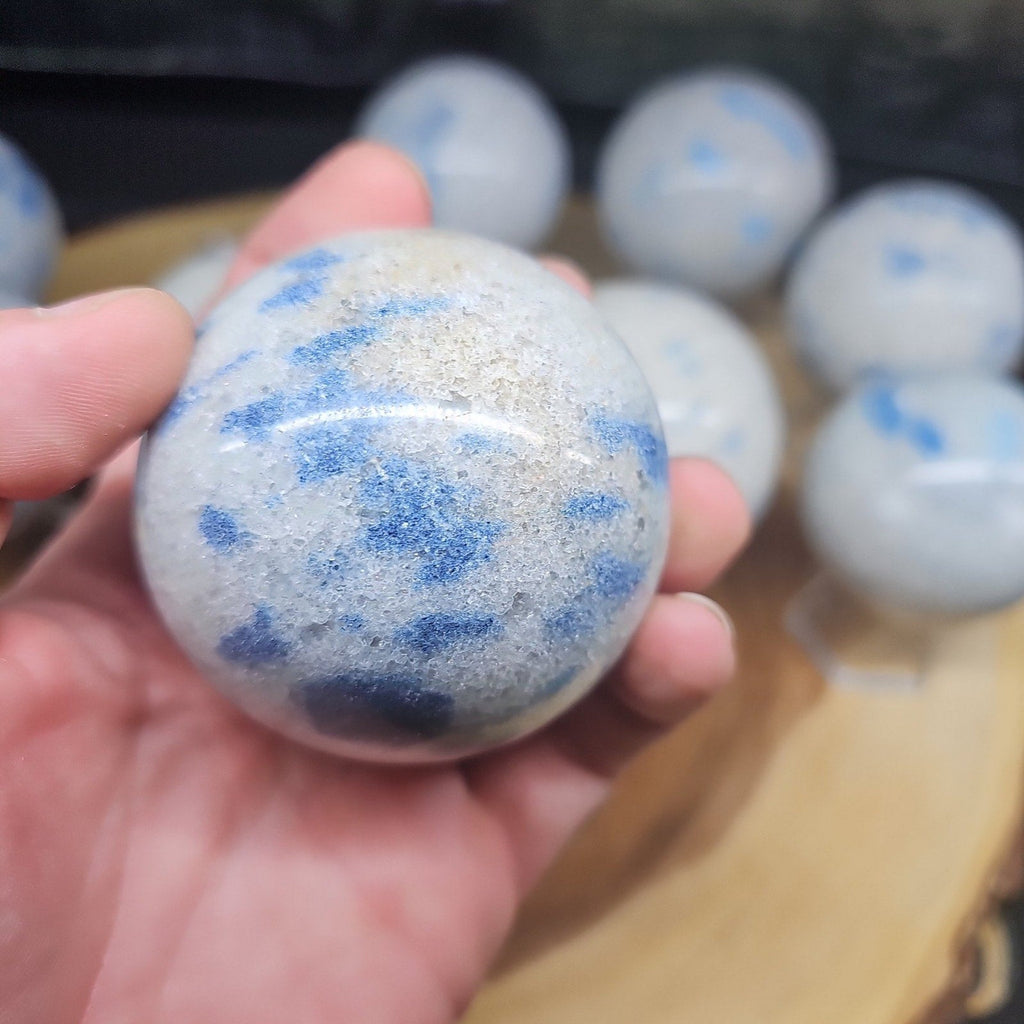 Lazurite Crystal Sphere — 60mm Polished Blue Crystal Ball with Stand | CrystalCloud Company