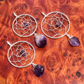 Dreamcatcher Pendant (Amethyst Crystal)(Silver Plated)