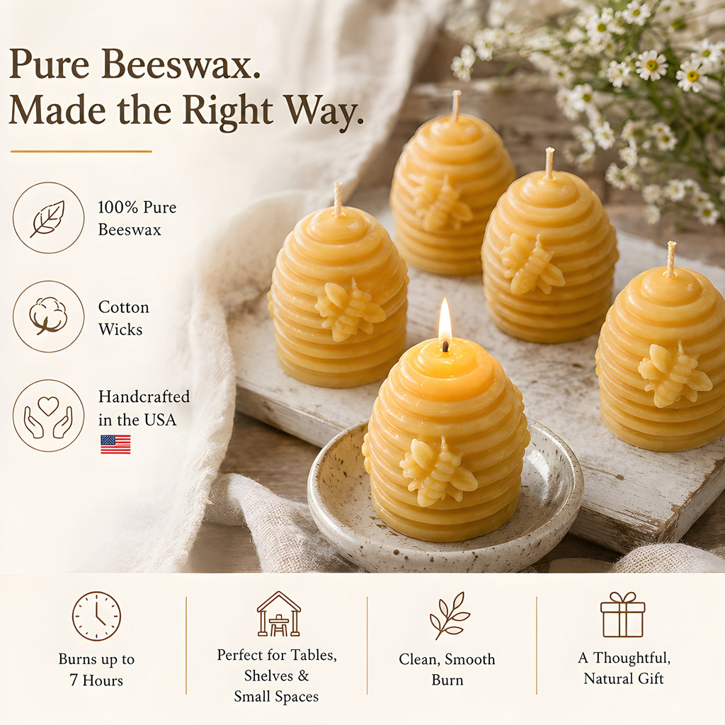 Beehive Skep Votive Beeswax Candles