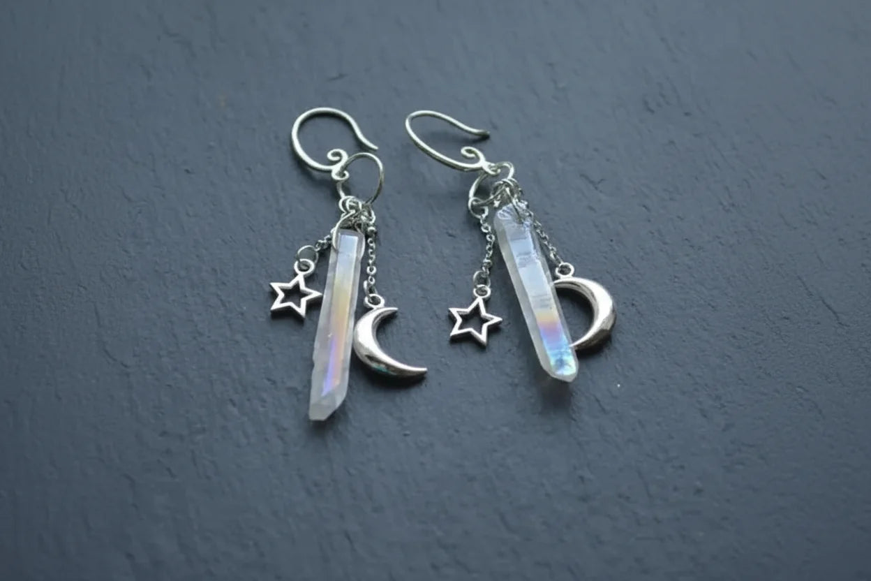Crystal Crescent Moon Earrings