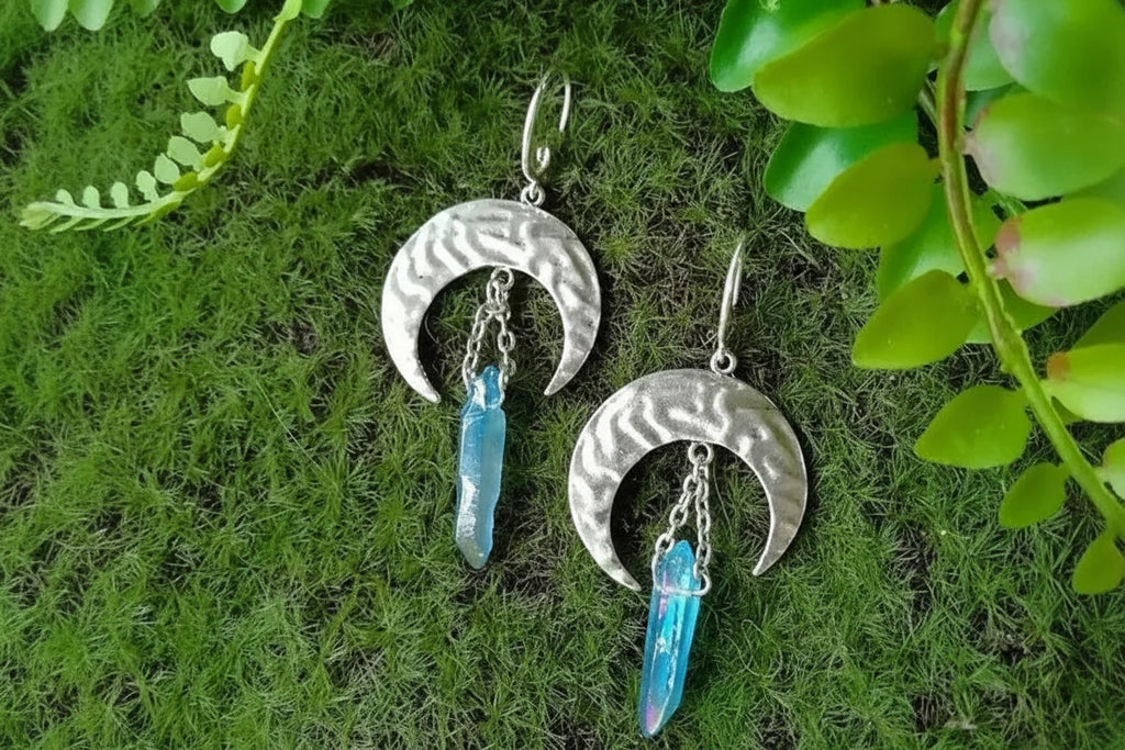 Crystal Crescent Moon Earrings