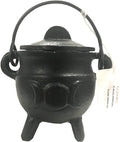 Crystalo Black Iron Cauldron with Lid Triple Moon- BSW-84