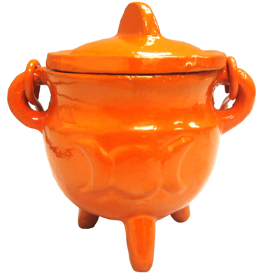 Crystalo Black Iron Cauldron with Lid Triple Moon- BSW-84