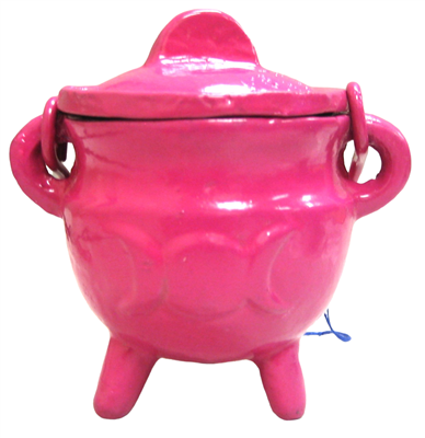 Crystalo Black Iron Cauldron with Lid Triple Moon- BSW-84