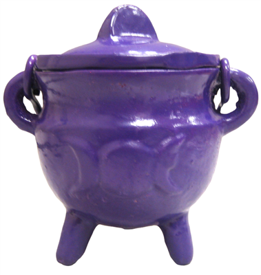 Crystalo Black Iron Cauldron with Lid Triple Moon- BSW-84