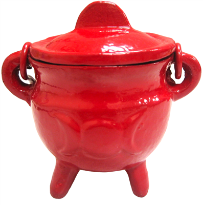 Crystalo Black Iron Cauldron with Lid Triple Moon- BSW-84