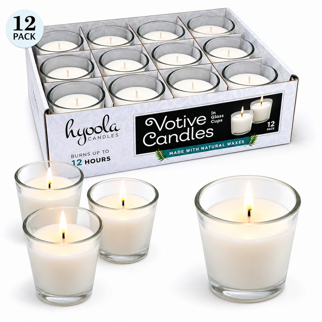 Votive Candles in Glass Cup - 12 Hours - 12 Pack