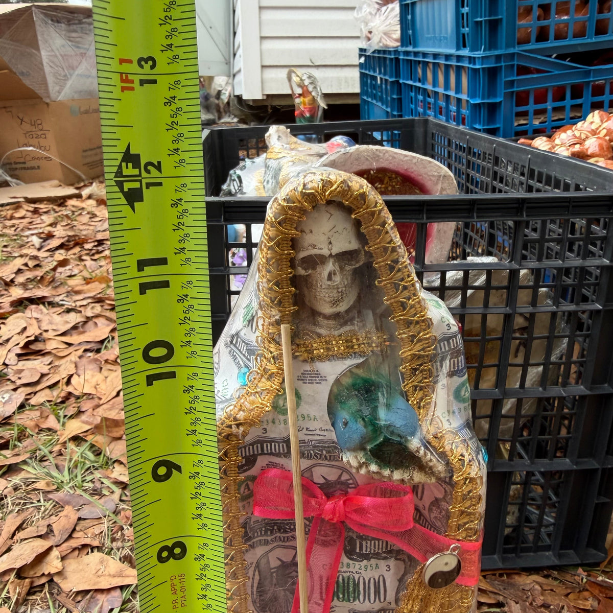 Santa Muerte Money 12in Decor Statue