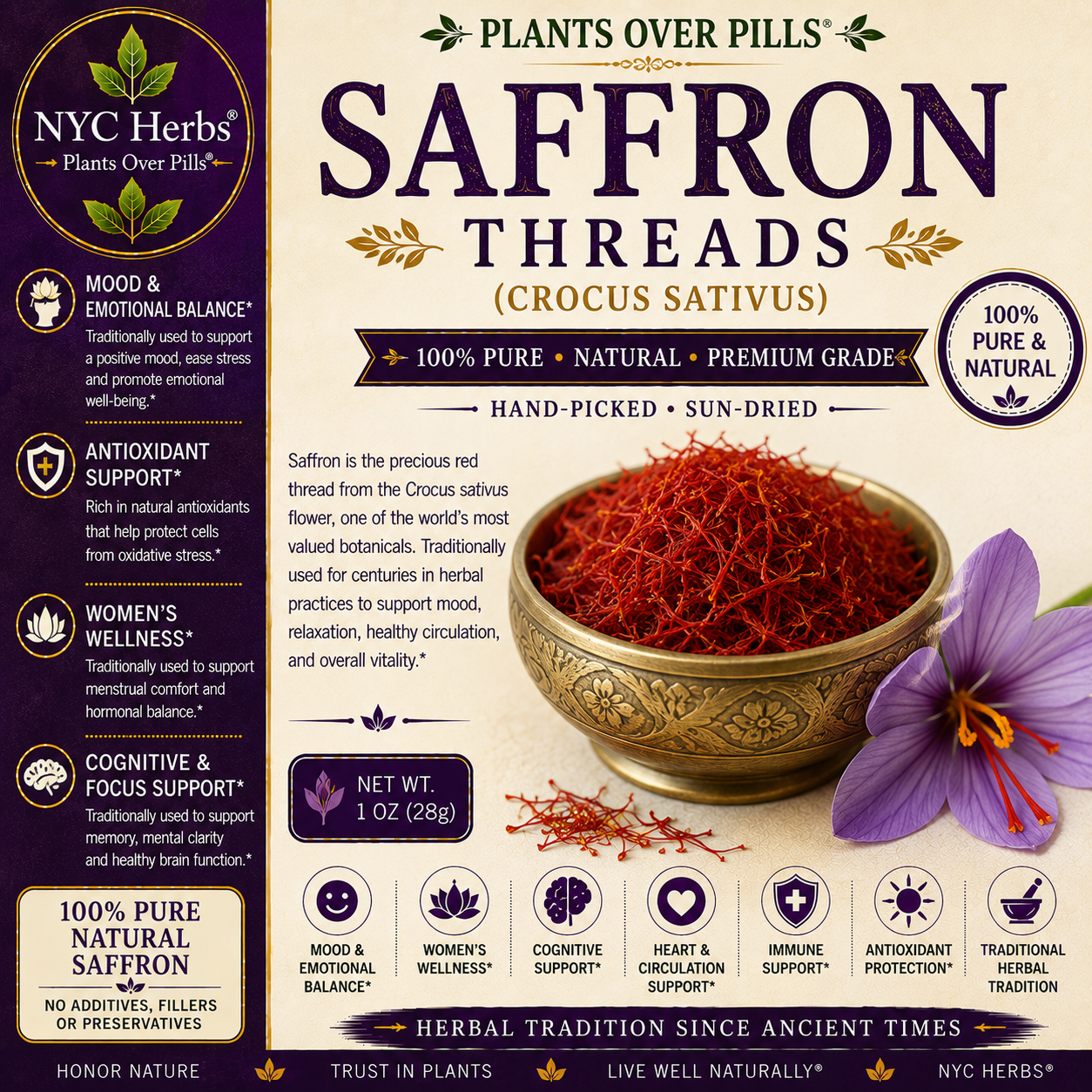 Saffron Threads | Mood Balance & Cellular Renewal