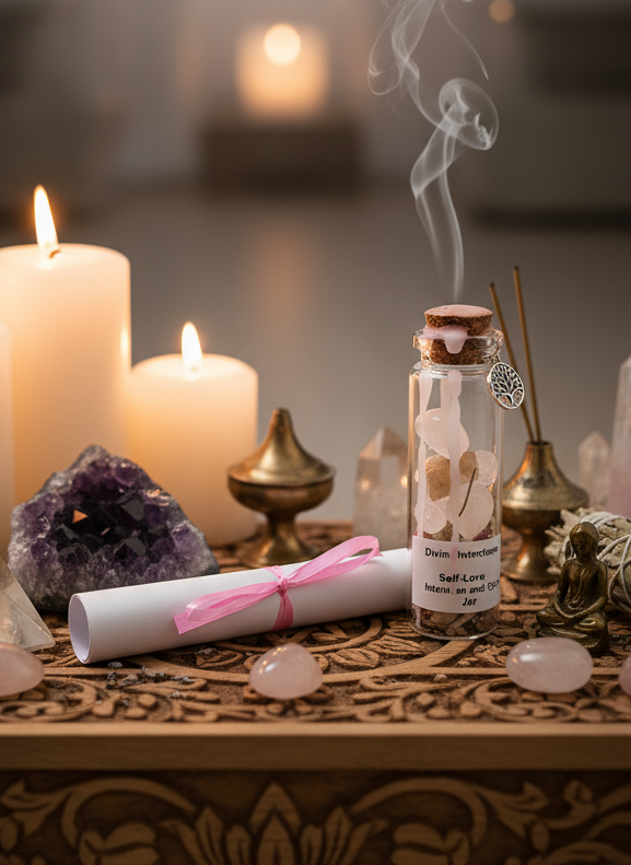 Self-Love Intention Spell Jar for Empowering Self-Care and Positive Vibes