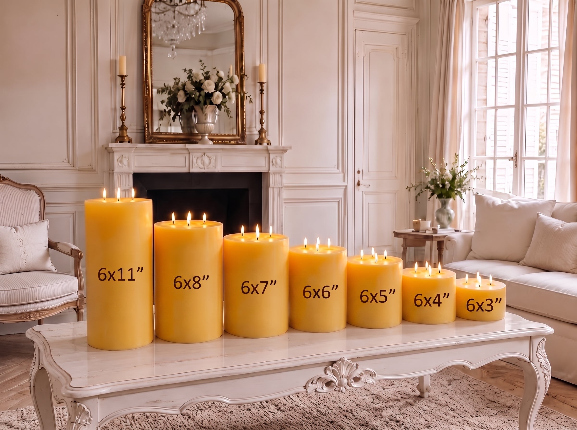 6x6" Yellow Beeswax Pillar Candle