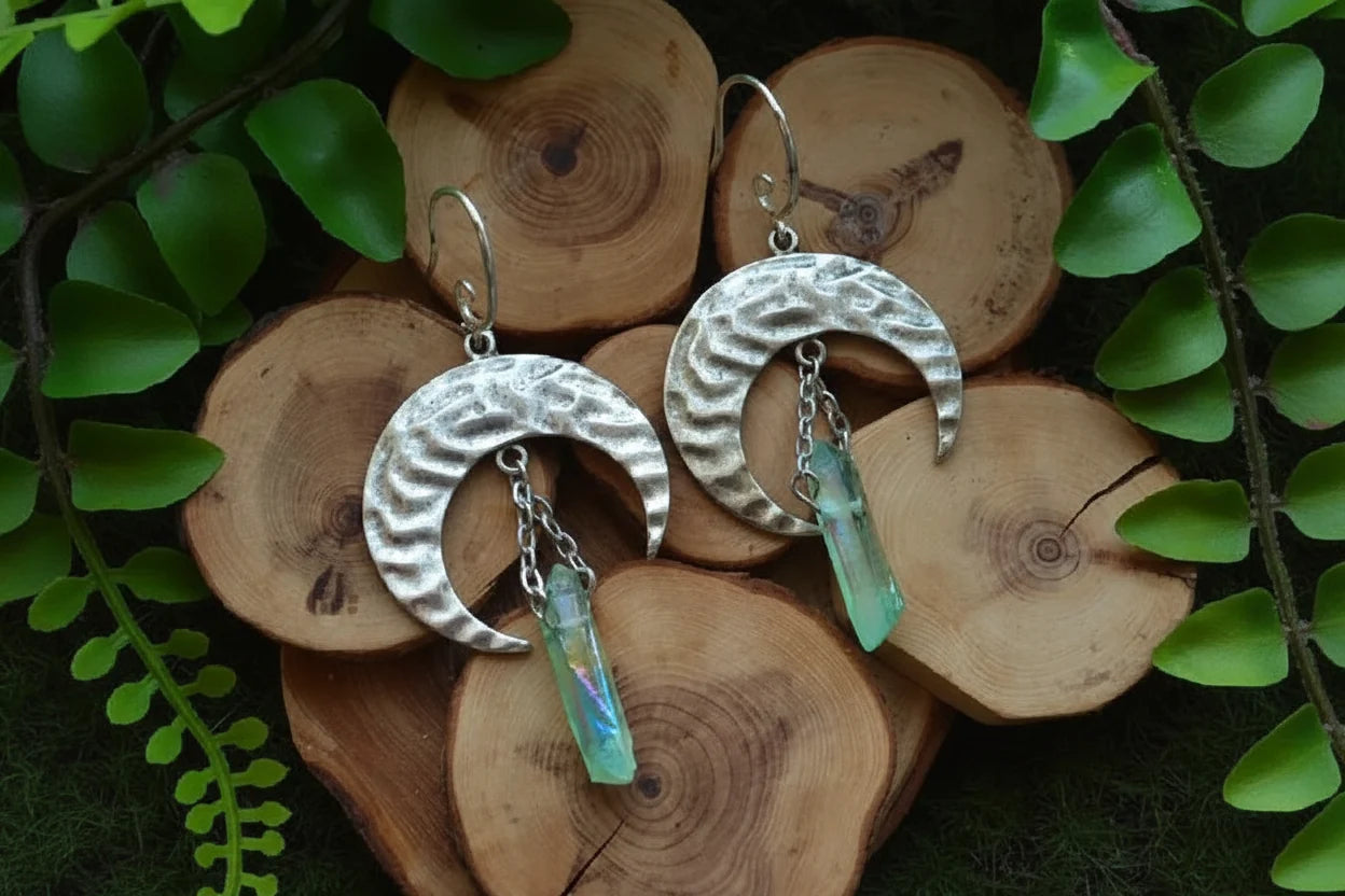 Crystal Crescent Moon Earrings