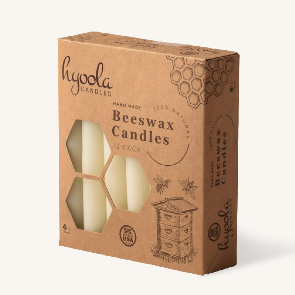 White Beeswax Candles - 4 Hours - 12 Pack