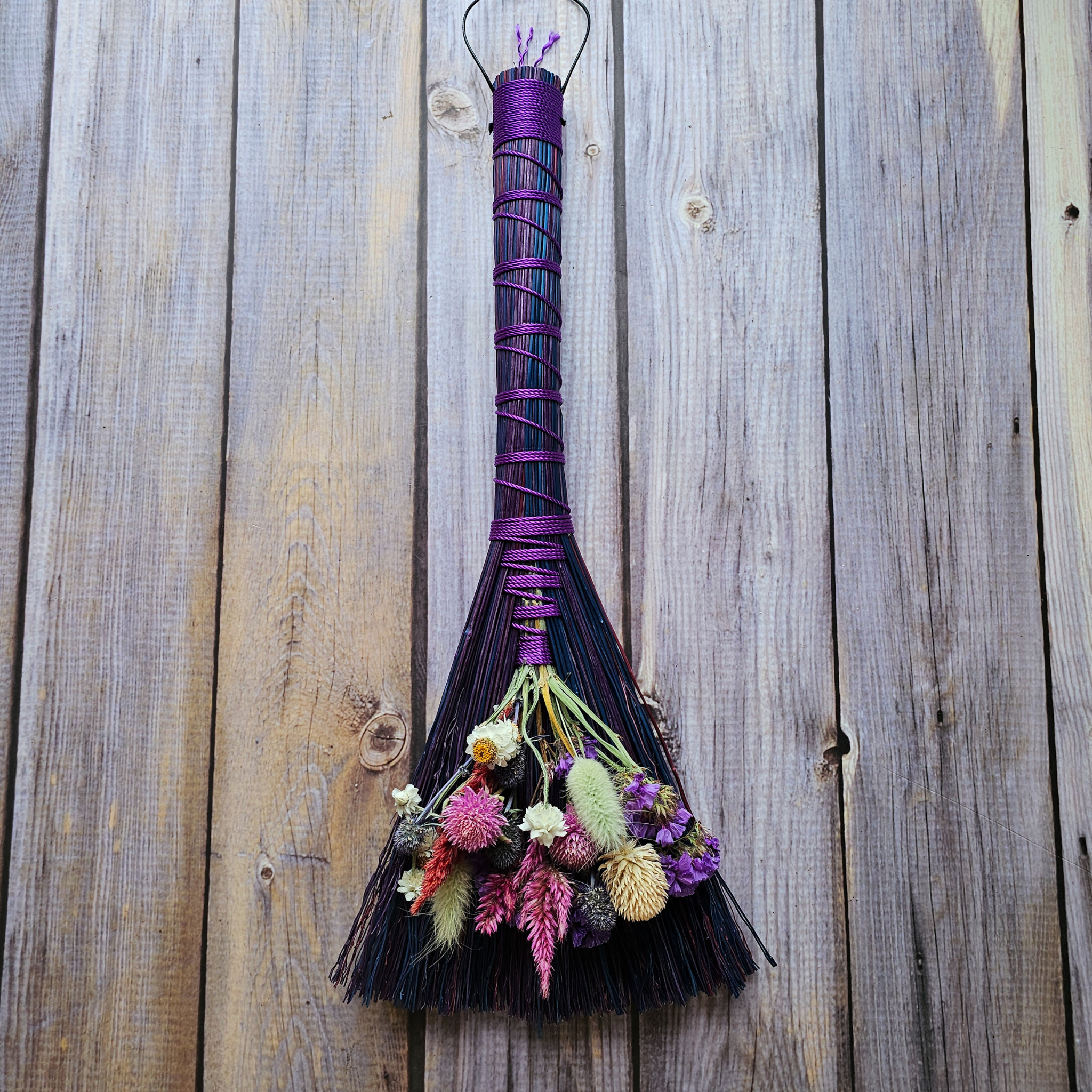 Hand Crafted Floral Broom, 15"