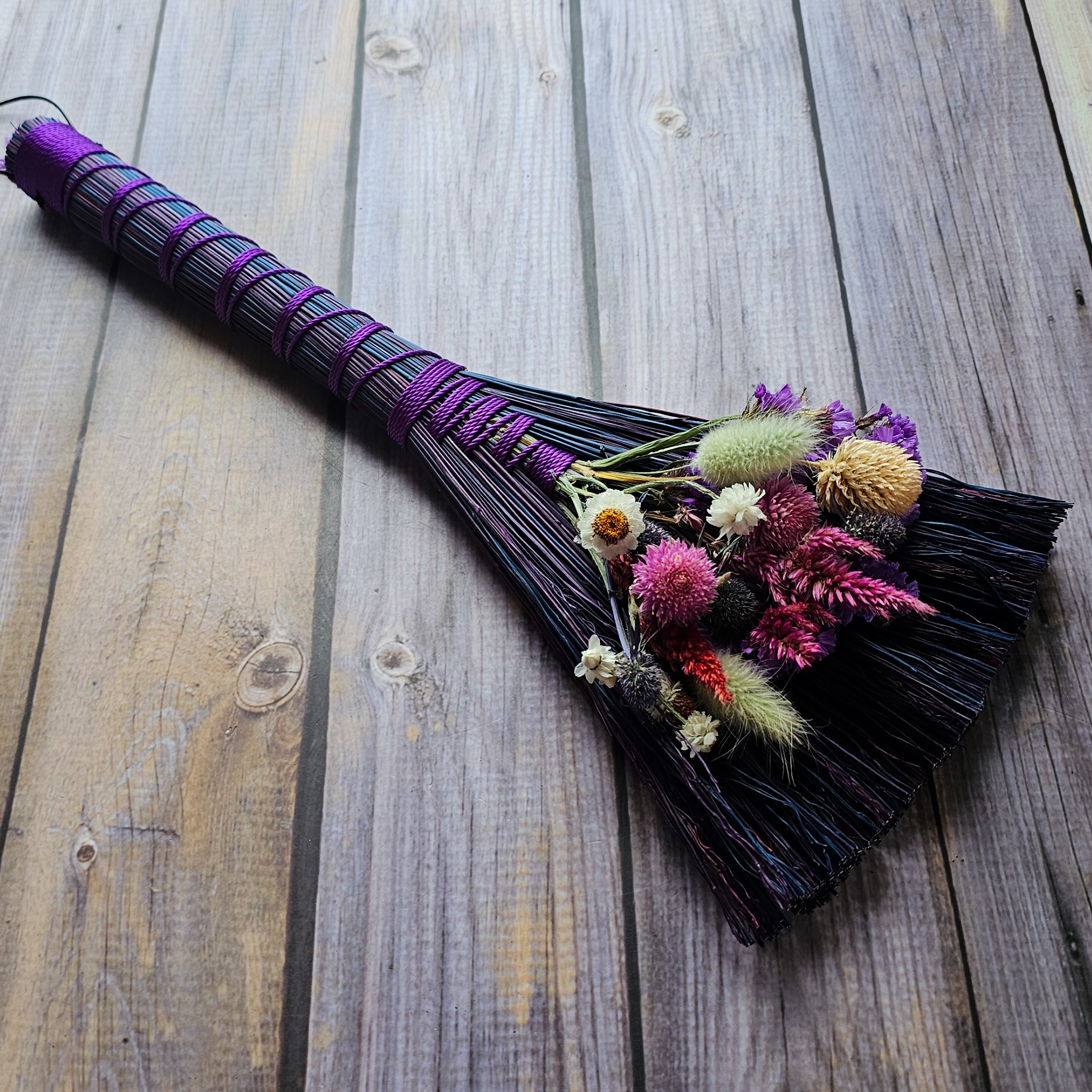 Hand Crafted Floral Broom, 15"