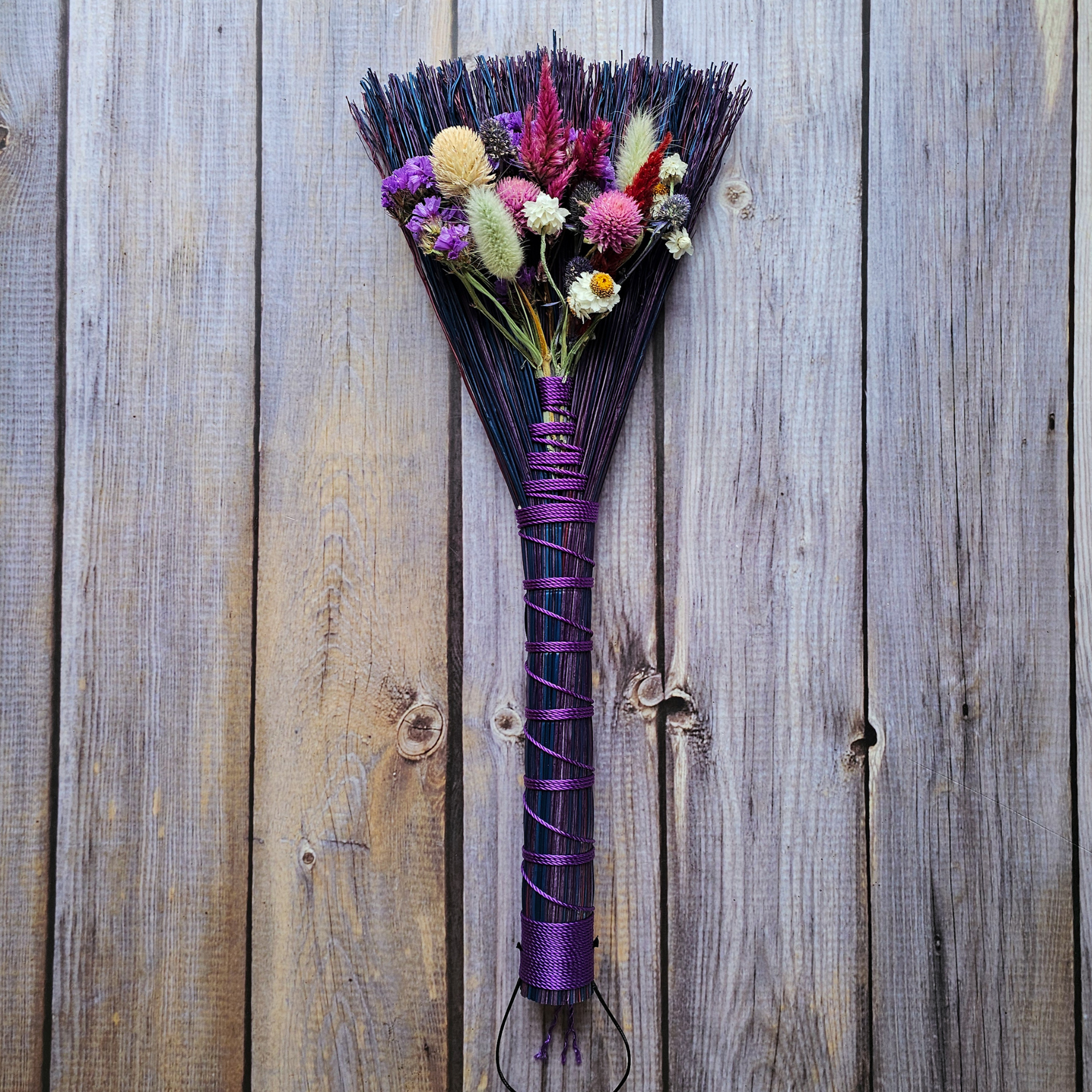 Hand Crafted Floral Broom, 15"