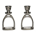 Huntley Equestrian Stirrup Candle Stick Holders, Silver set of 2