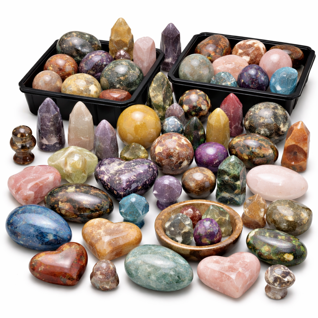 10 LB Mixed Crystal Assortment – Rough & Polished Stones, Palmstones, Tumbles, Carvings & Natural Specimens