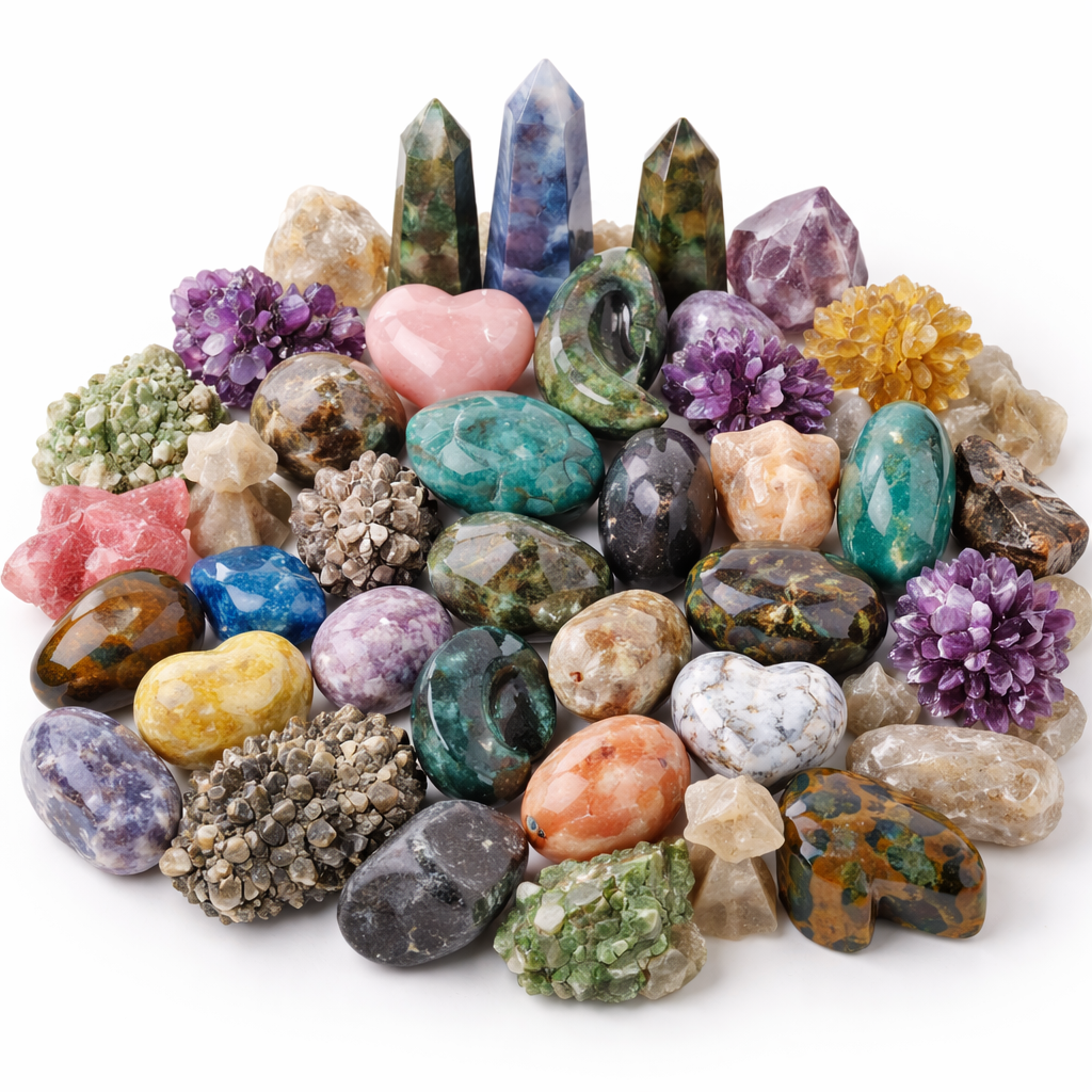 10 LB Mixed Crystal Assortment – Rough & Polished Stones, Palmstones, Tumbles, Carvings & Natural Specimens