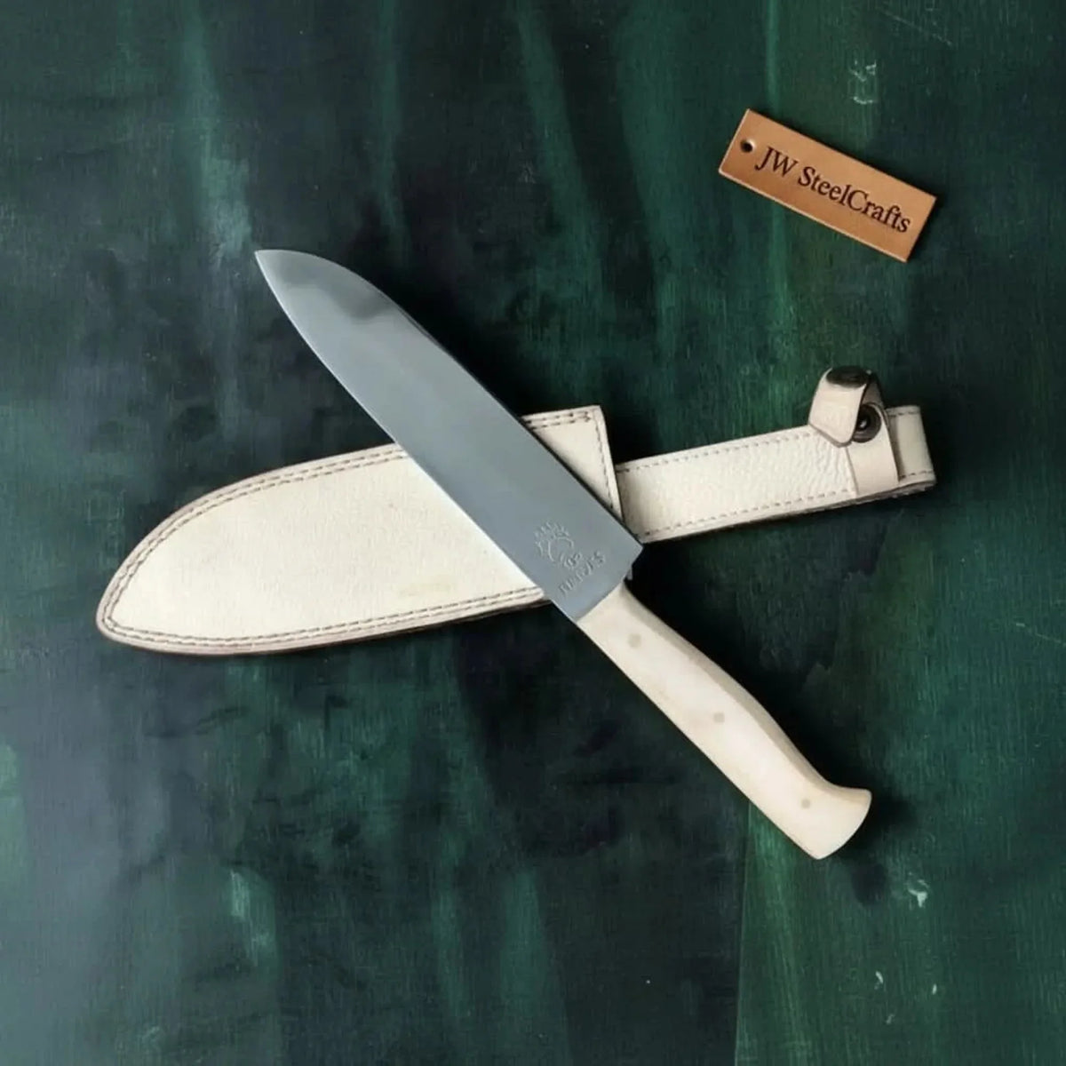 Drop Point Micarta White Hunting Knife Micarta Handle Fixed Blade 13 Inch Overall