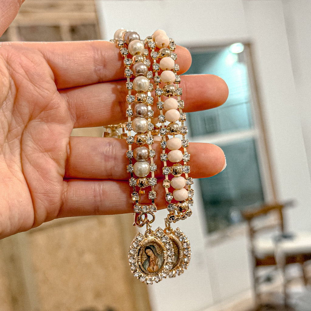 Virgencita Gold Charm Bracelet with Clip Closure