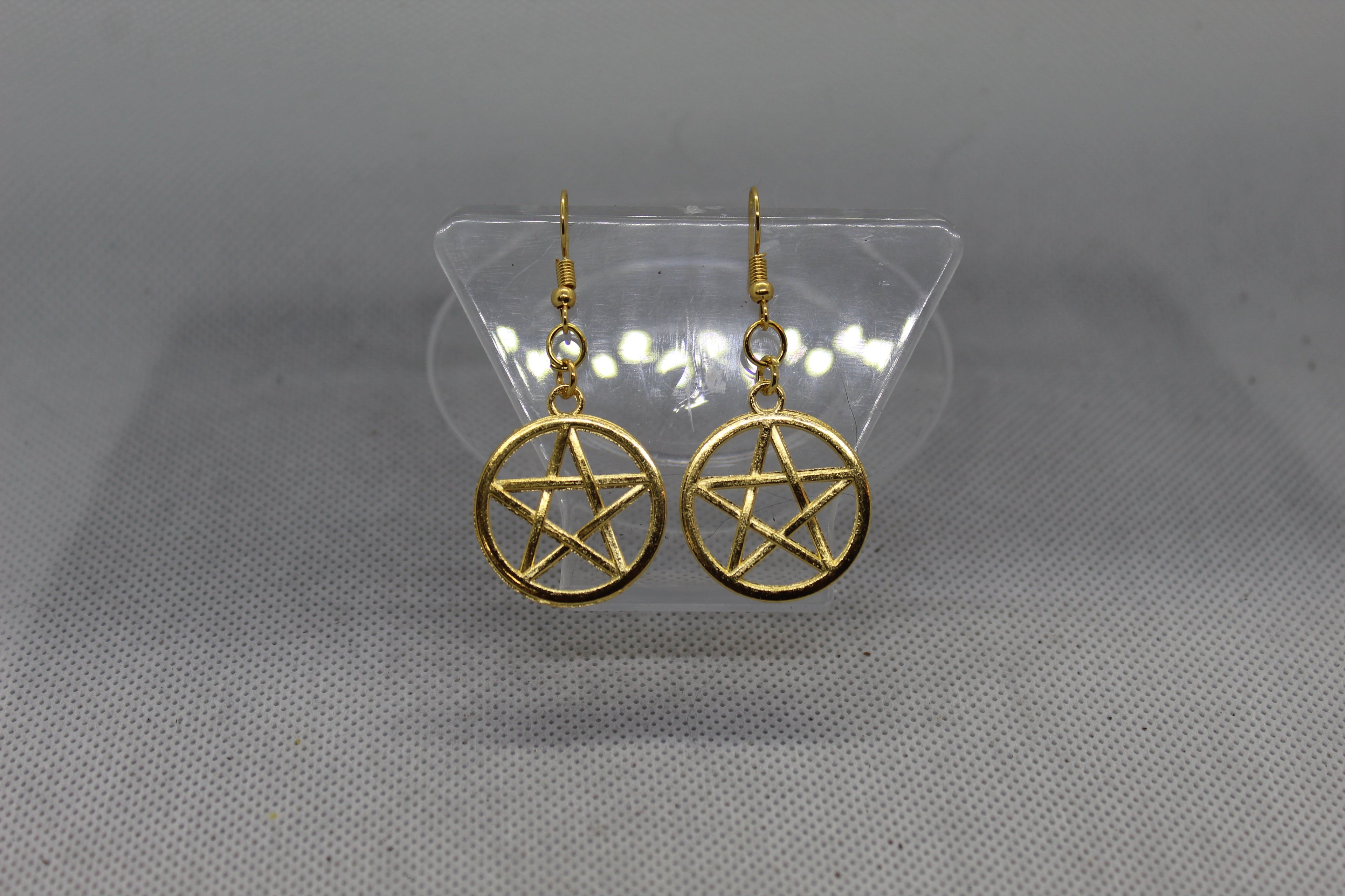 Gold Pentacle Drop Earrings Jewelry Spooky Halloween Witchy