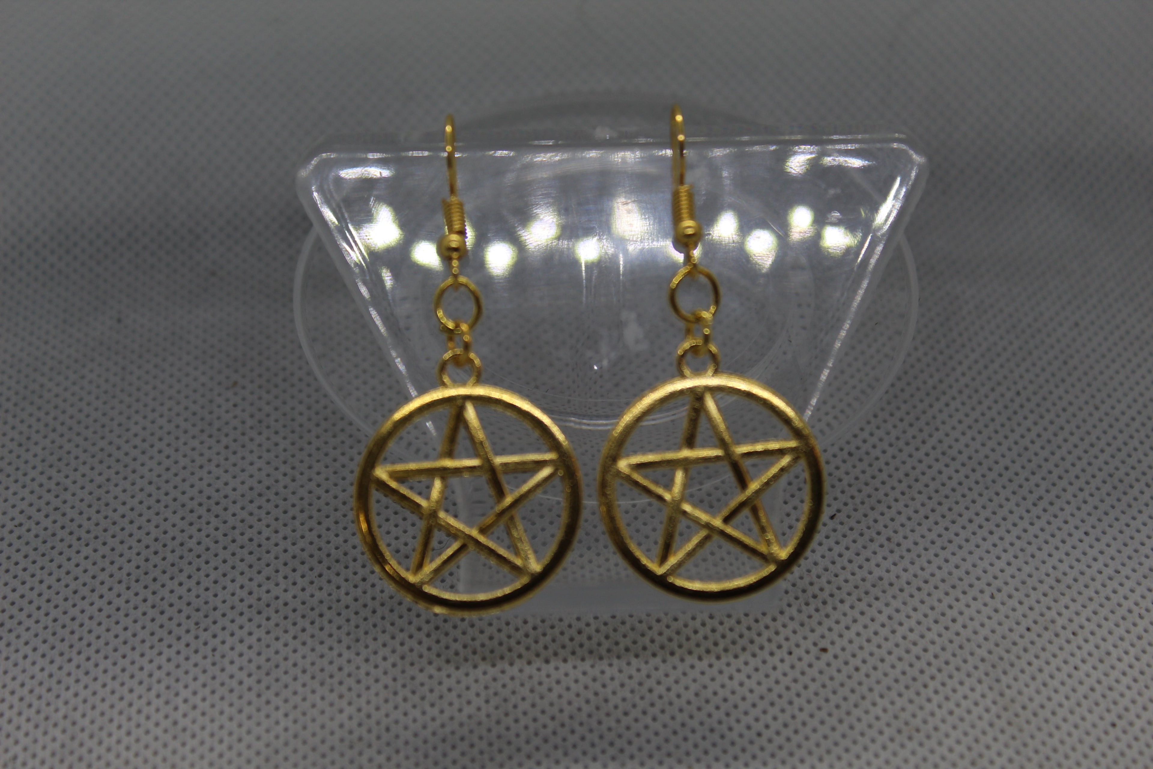Gold Pentacle Drop Earrings Jewelry Spooky Halloween Witchy