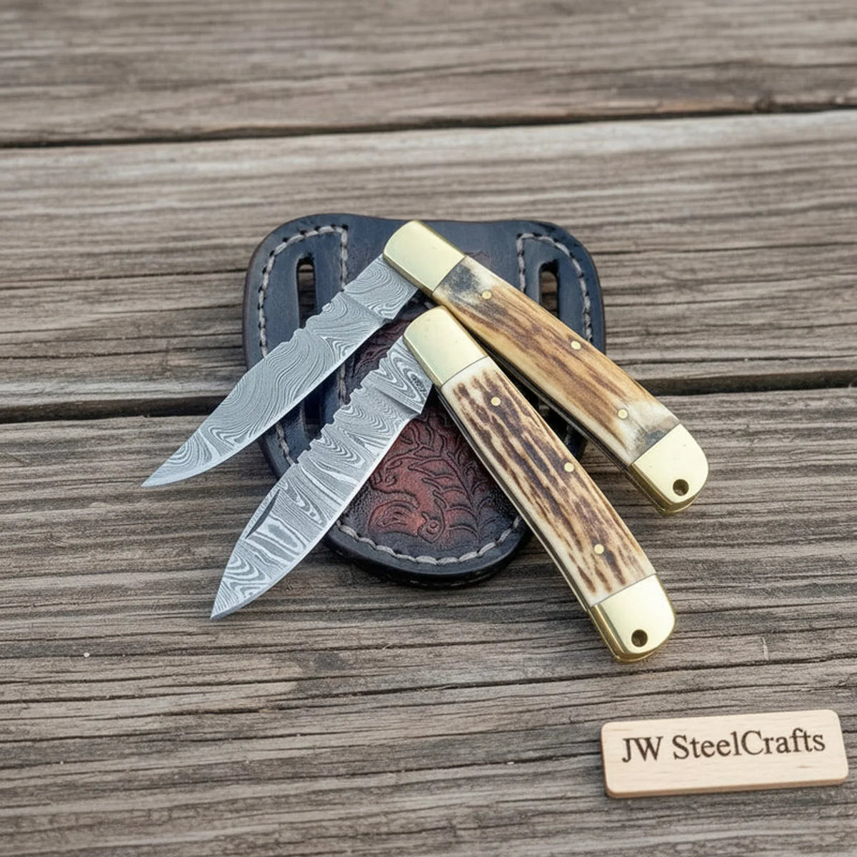 Stagpoint Lockback knife Set with Synthetic Stag Handle