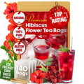 Hibiscus Dried Flowers, Tea Bags, 100% Natural, Pure from Hibiscus Flowers. Loose Flower Hibiscus Herbal Tea. Hibiscus Flower Tea. No Sugar, No Caffeine, No Gluten, Vegan.