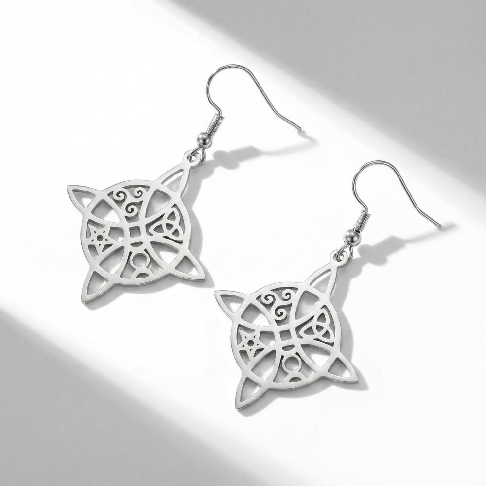 Vintage Celtic Knot Witch Symbol Four Elements Stainless Rings
