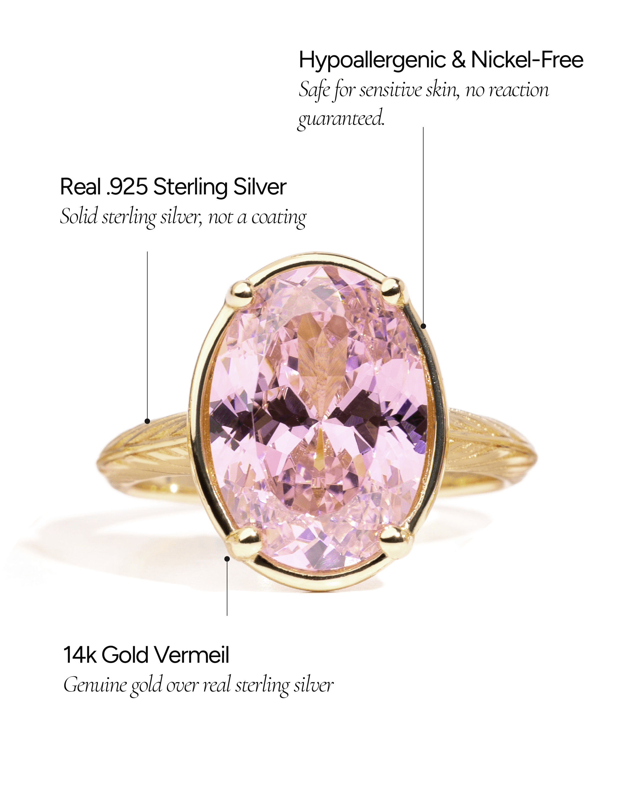 Sterling Silver Oval Cut Pink Sapphire CZ Cocktail Ring