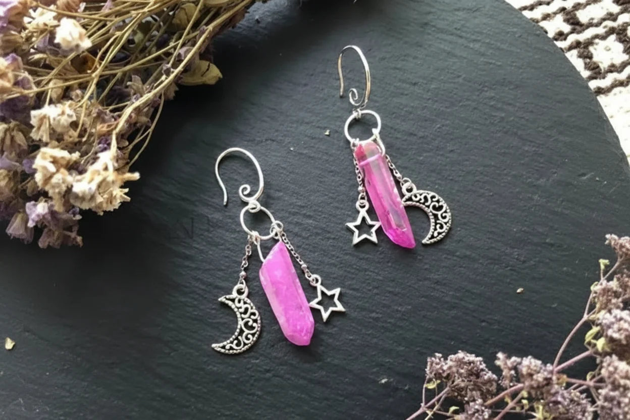 Crystal Crescent Moon Earrings