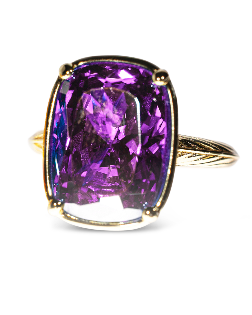 Sterling Silver Elongated Cushion Amethyst CZ Cocktail Ring