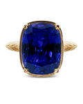 Sterling Silver Elongated Cushion Sapphire CZ Cocktail Ring