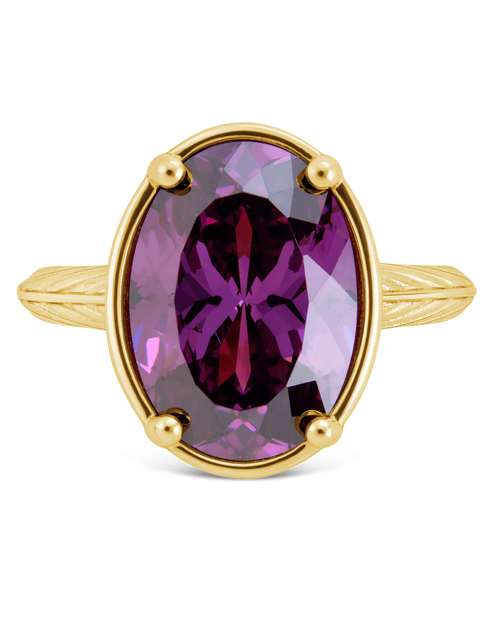 Sterling Silver Oval Cut Amethyst CZ Cocktail Ring