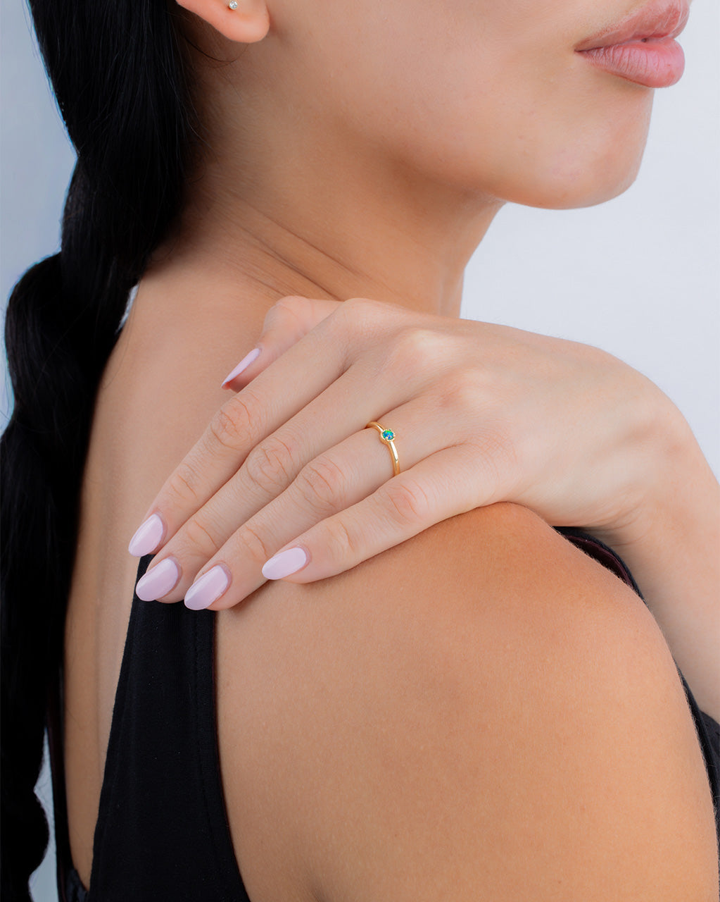 Sterling Silver Green Opal Solitaire Ring