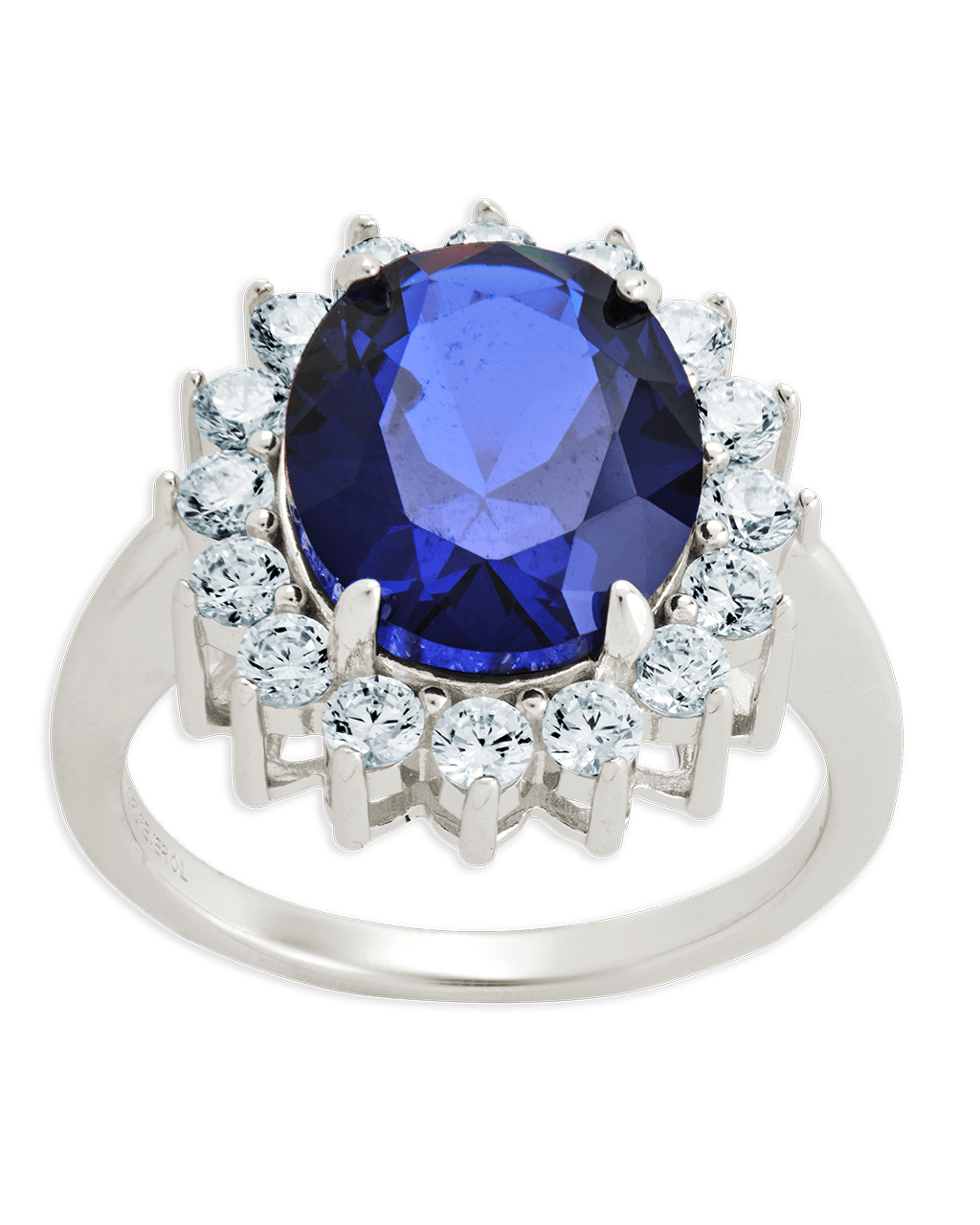 Sterling Silver Sapphire Halo Ring