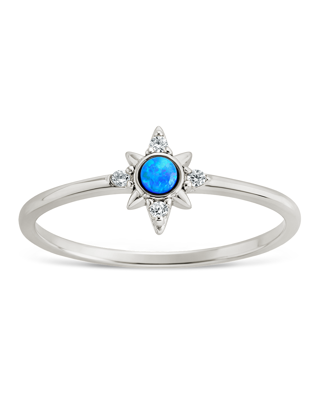 Sterling Silver Blue Opal Sparkle Ring