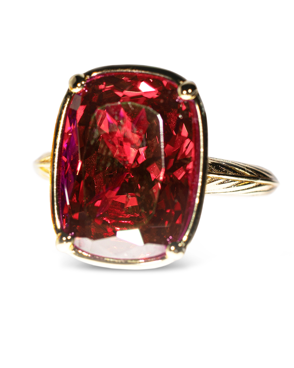 Sterling Silver Elongated Cushion Garnet CZ Cocktail Ring