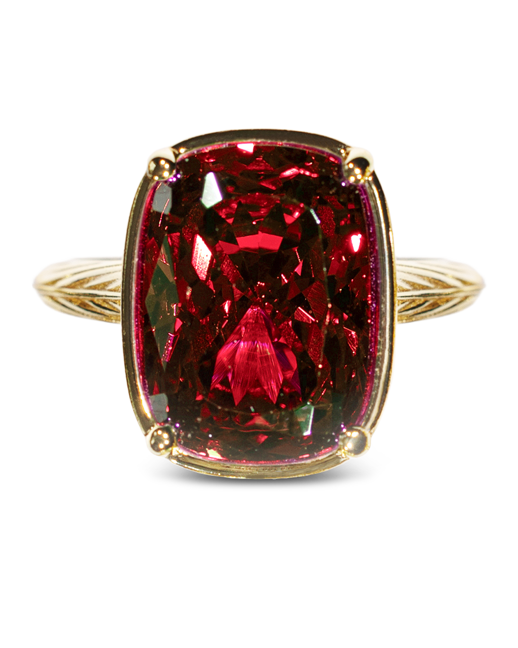 Sterling Silver Elongated Cushion Garnet CZ Cocktail Ring